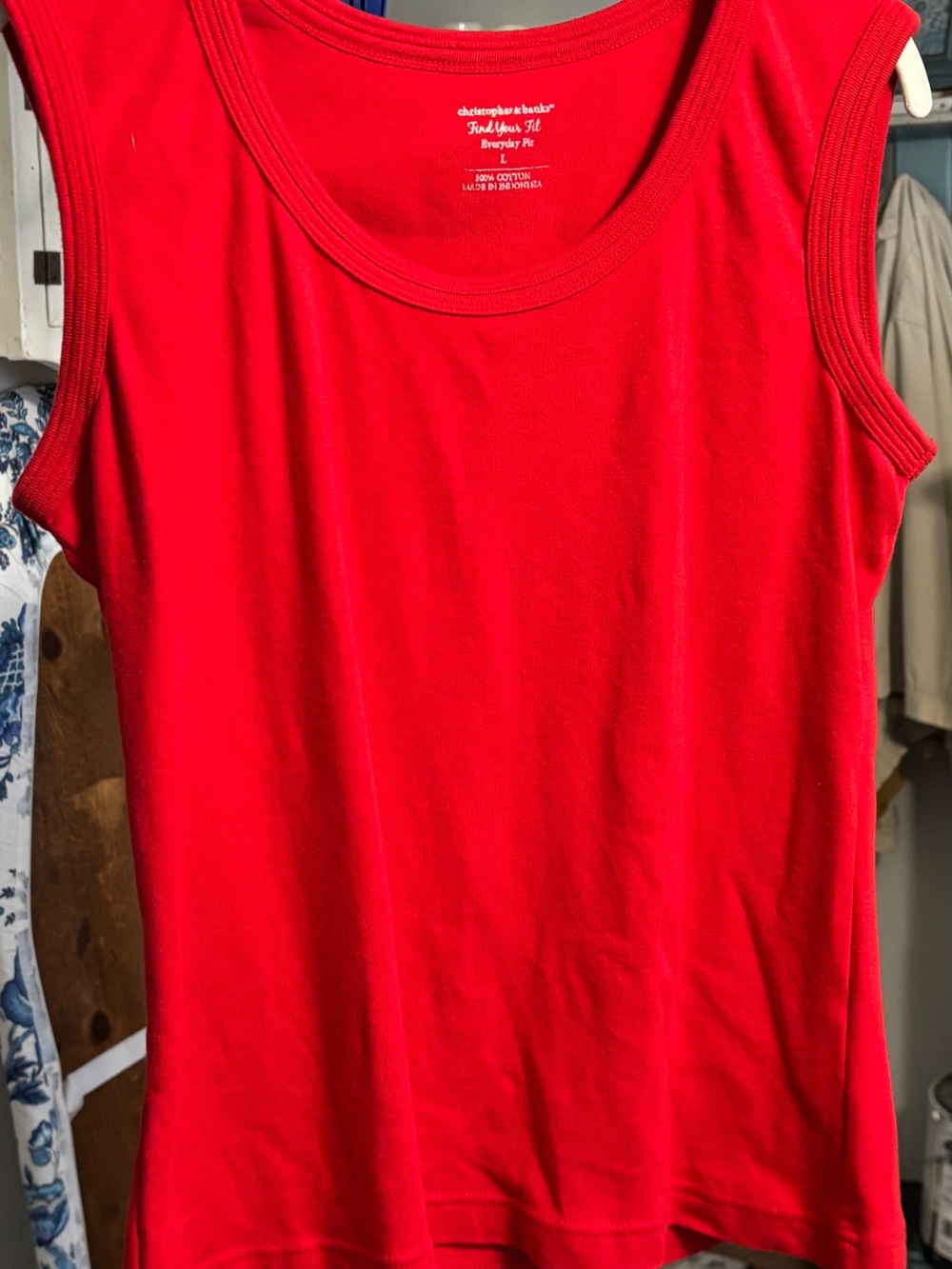 Christopher & Banks Red Cotton Tank Top